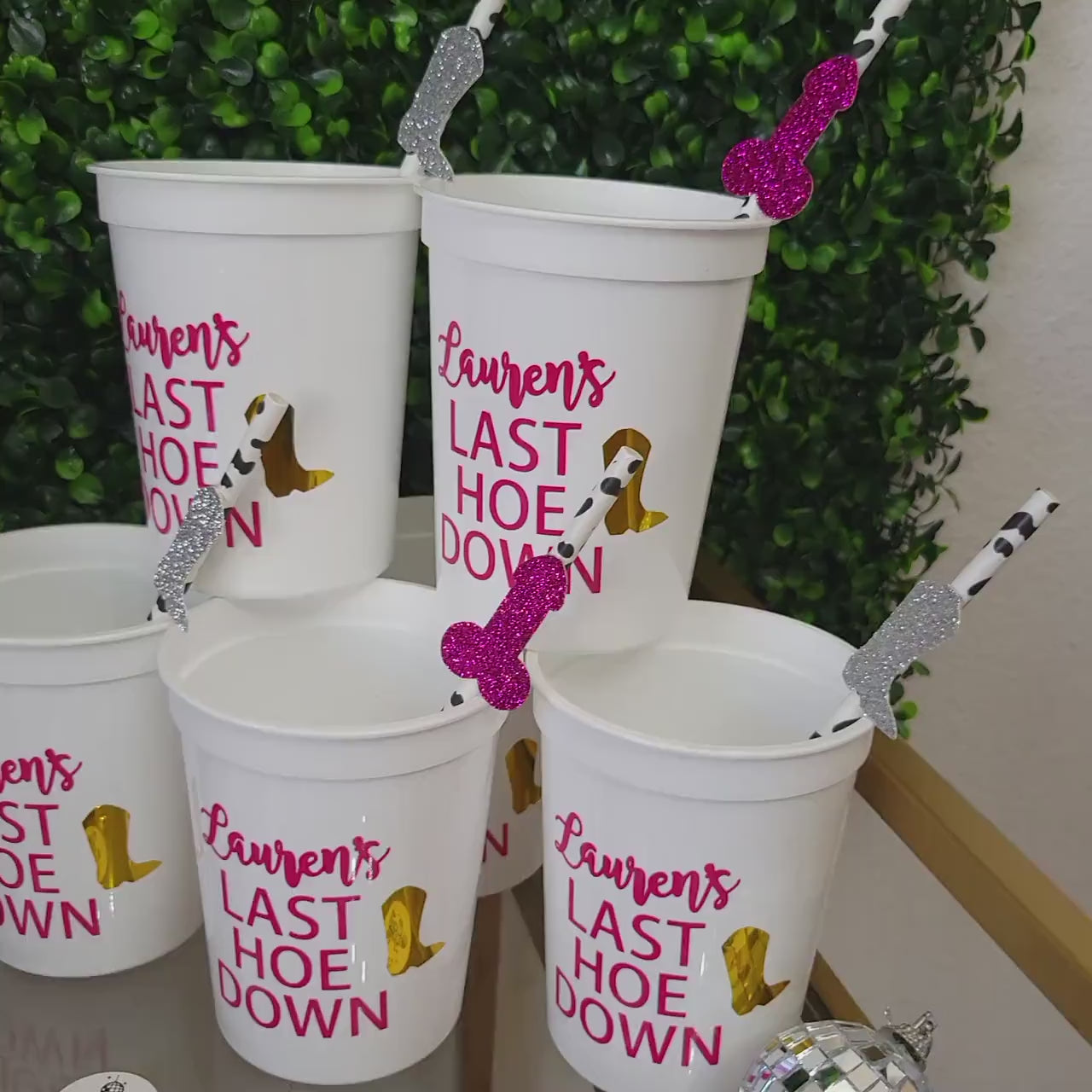 Personalized Cow Print Bachelorette Party Penis Cups, Last Ride Bachelorette Party Penis Favors, Personalized Cowgirl Penis Cups
