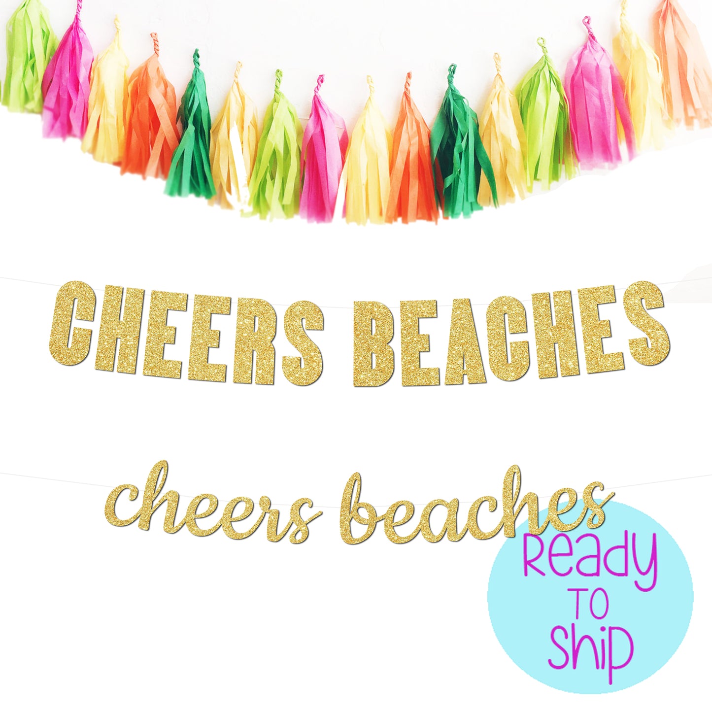 Cheers Beaches Glitter Party Banner, Beach Bachelorette Party, Beachelorette Party Banner