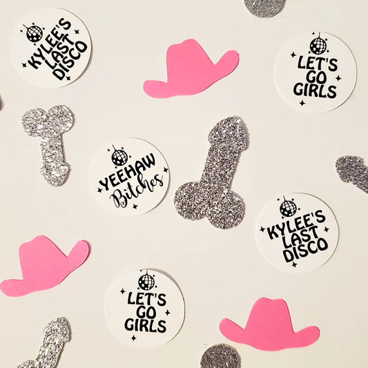 Disco Cowgirl Bachelorette Personalized Penis Confetti Cosmic Cowgirl Bachelorette Party Last Disco Bachelorette Party Yeehaw Bitches Bach