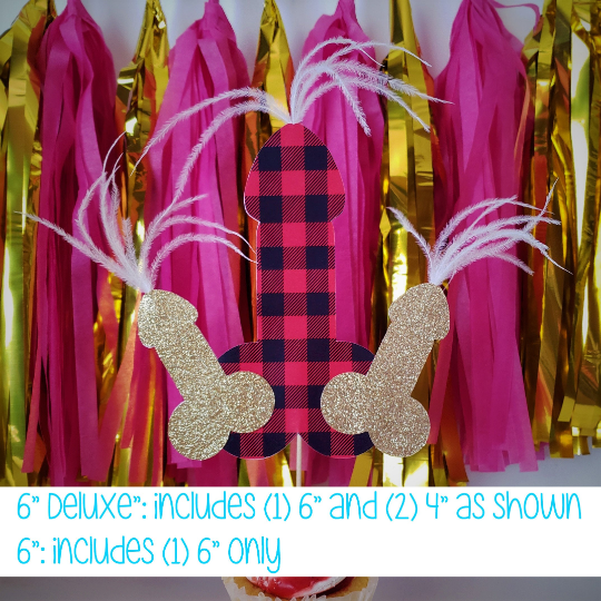 Flannel Fling Penis Cupcake Toppers / Penis Cake Topper