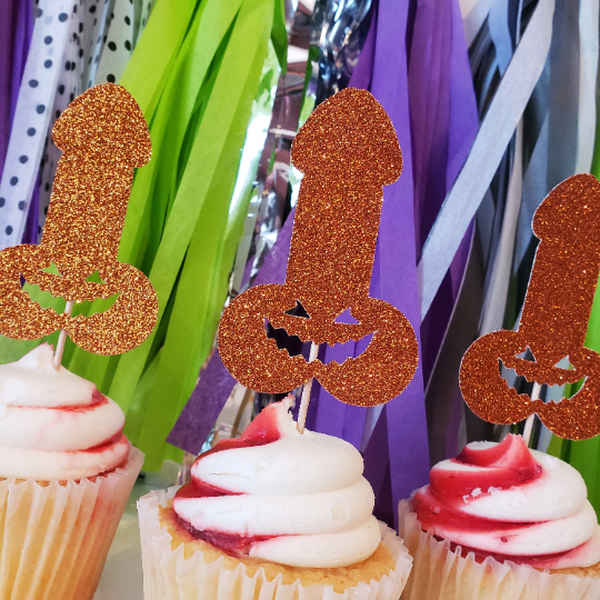 Halloween Bachelorette Party Penis Jack O'Lantern Cupcake Toppers