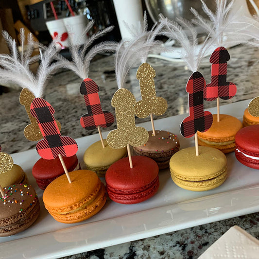 Flannel Fling Penis Cupcake Toppers / Penis Cake Topper