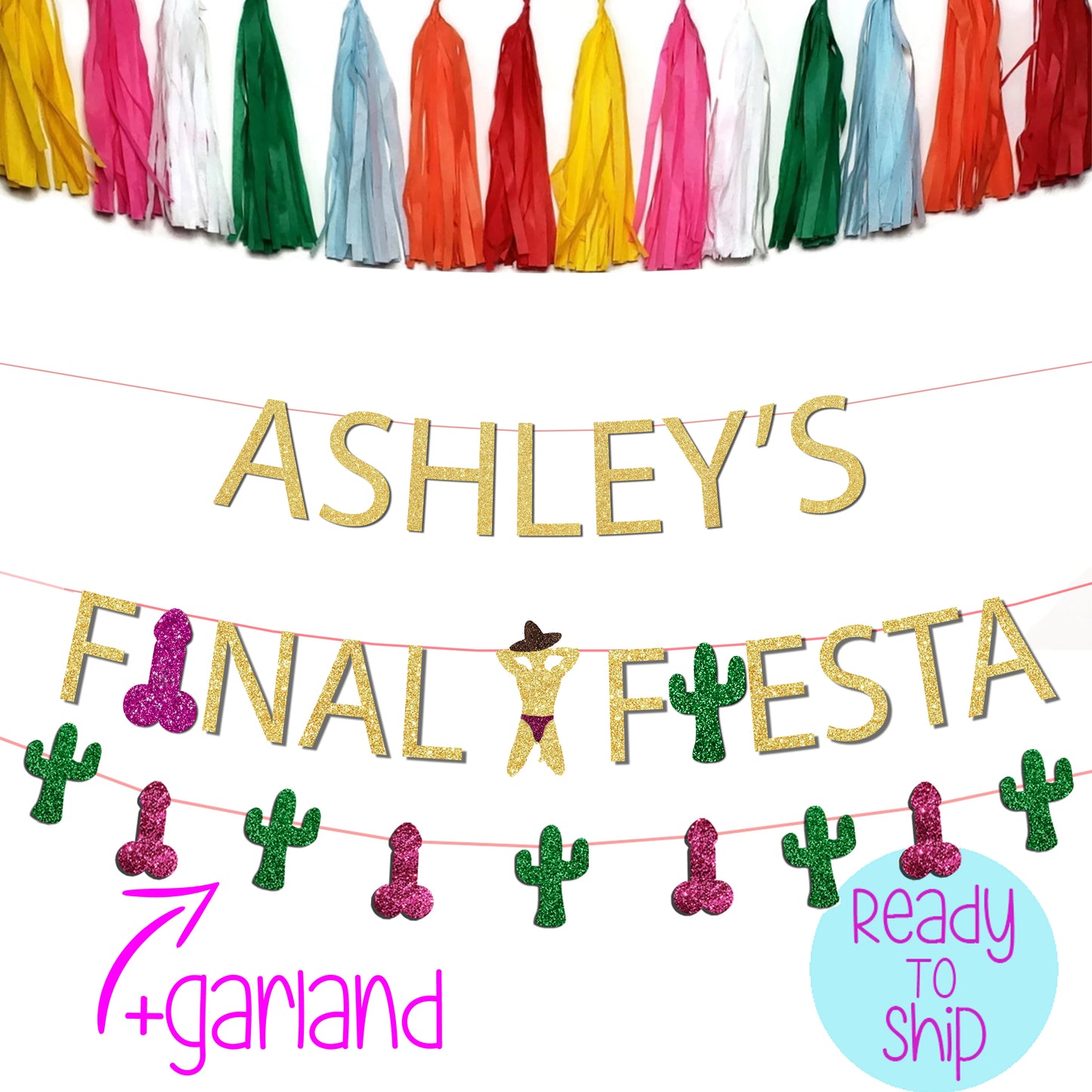 Personalized Final Fiesta Bachelorette Party Stripper and Penis Banner