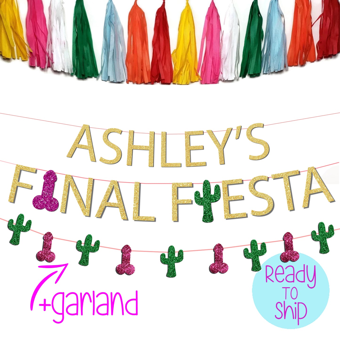 Personalized Final Fiesta Bachelorette Party Penis Banner