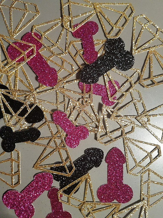 Penis Party Confetti Dicks & Diamonds Confetti- Bachelorette Party, Hen Party, Penis Party, Same Penis Forever Decor, Penis Confetti, Gold