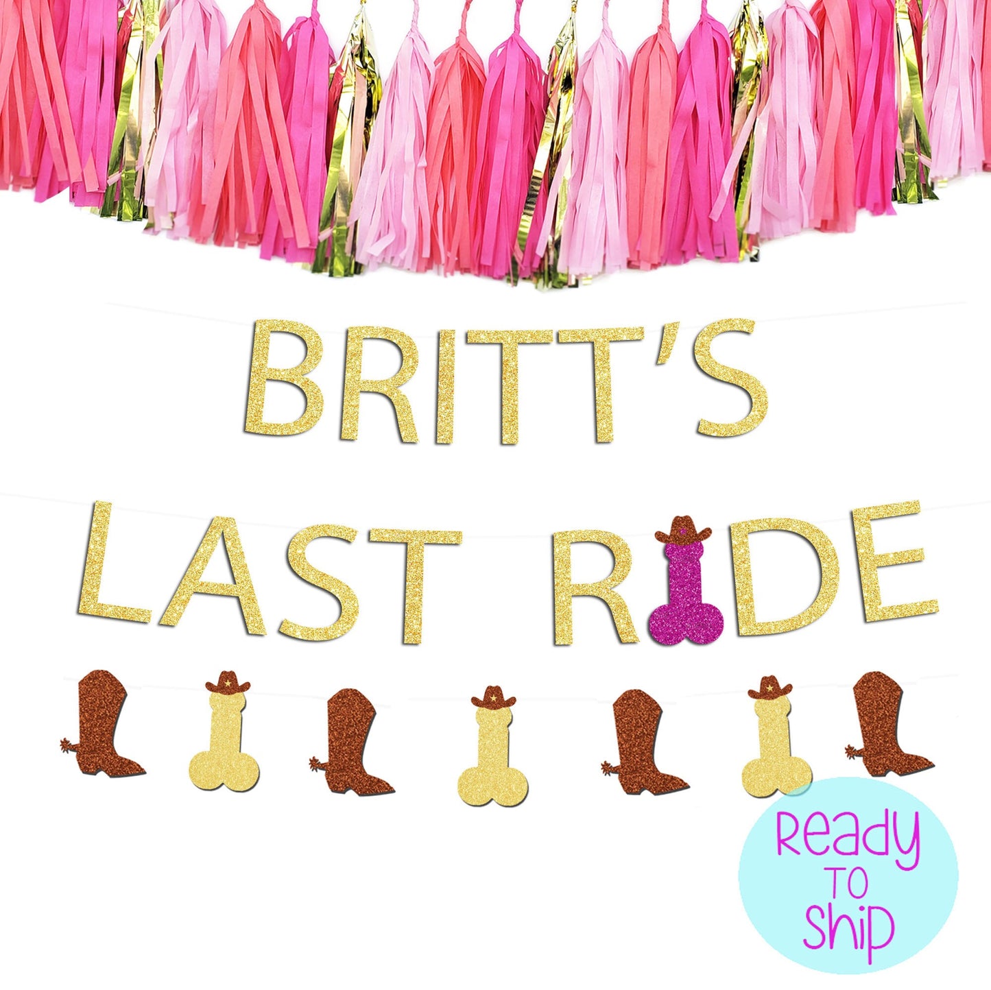 Last Ride Banner, Boot and Penis Banner, Cowboy Hat Penis Banner, Nash Bash, Austin Bachelorette, Boot and Penis Confetti, Penis Straws