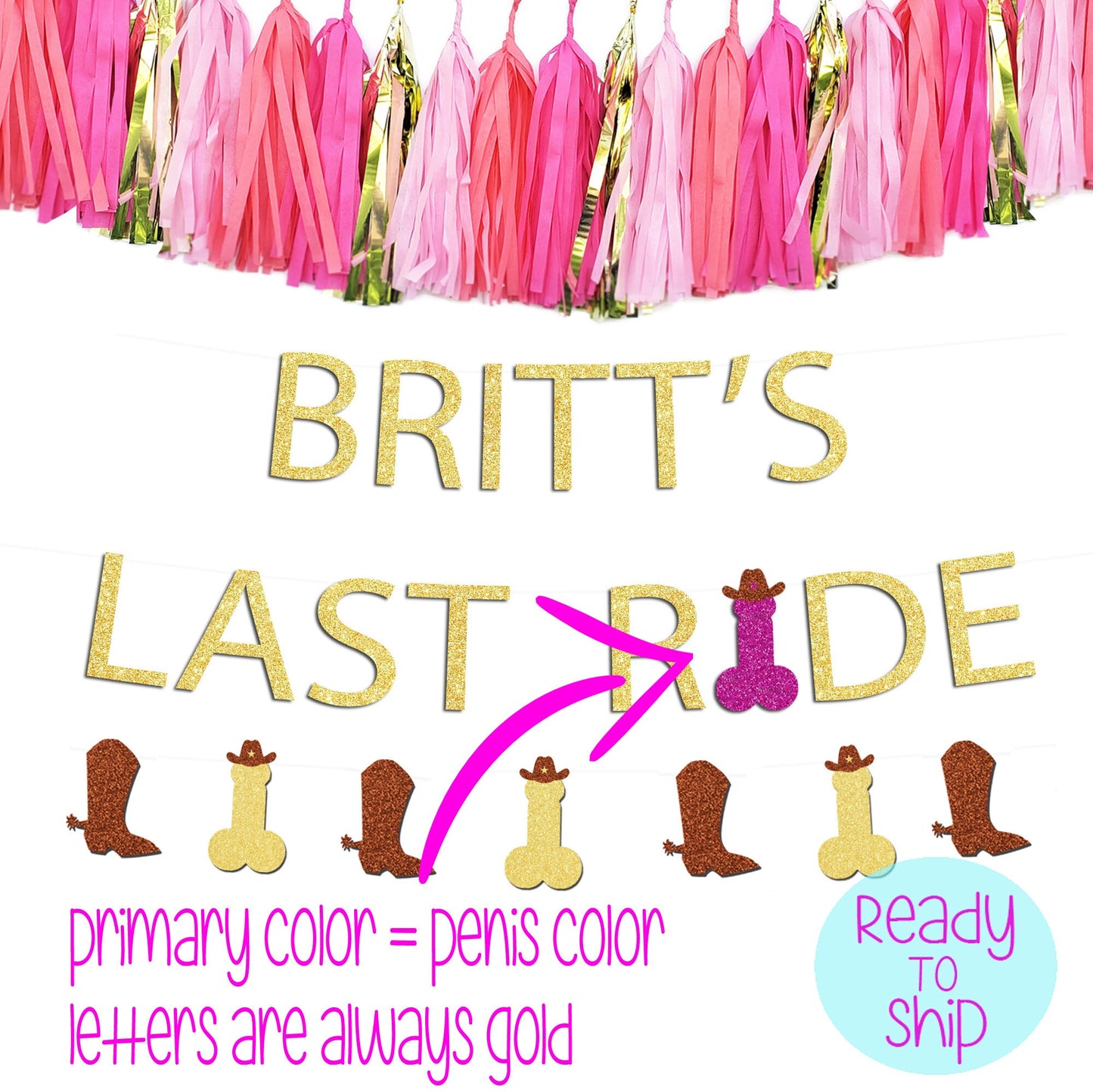 Last Ride Banner, Boot and Penis Banner, Cowboy Hat Penis Banner, Nash Bash, Austin Bachelorette, Boot and Penis Confetti, Penis Straws