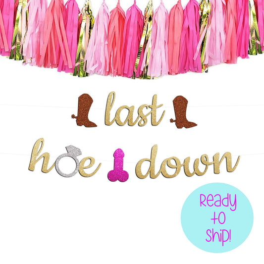 Last Hoe Down Bachelorette Party Boot and Penis Banner, Cowboy Hat Penis Banner, Boot and Penis Confetti, Last Ride Bachelorette