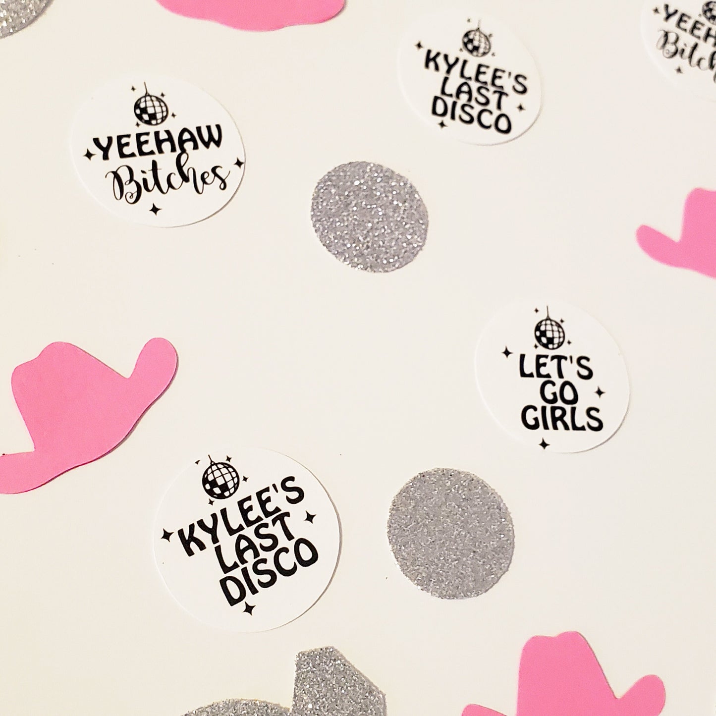 Disco Cowgirl Bachelorette Party Cow Print Penis Straws with Optional Personalized Confetti, Lets Go Girls, Cosmic Cow Girl