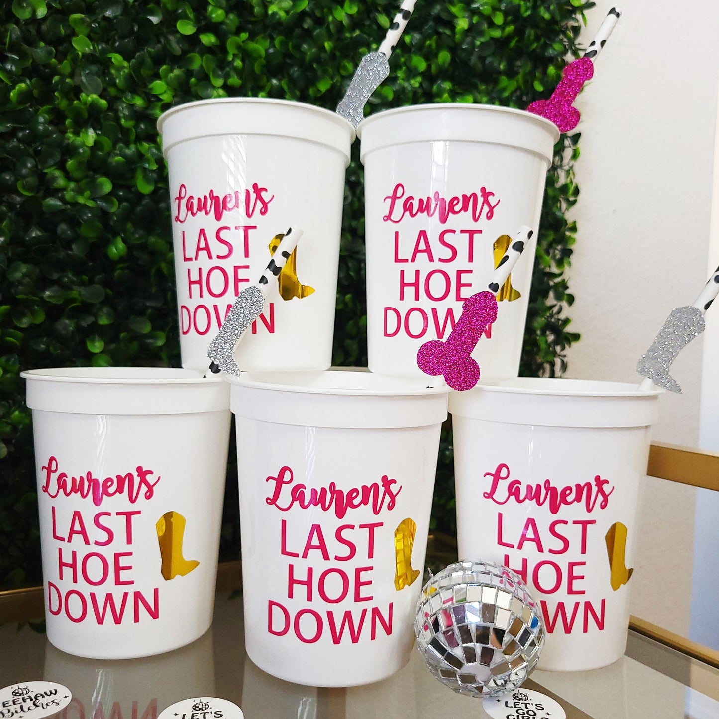 Personalized Bachelorette Party Cups, Last Rodeo Cups, Custom Last Hoe Down Bachelorette Favors, Nashville Bachelorette, Austin Bachelorette