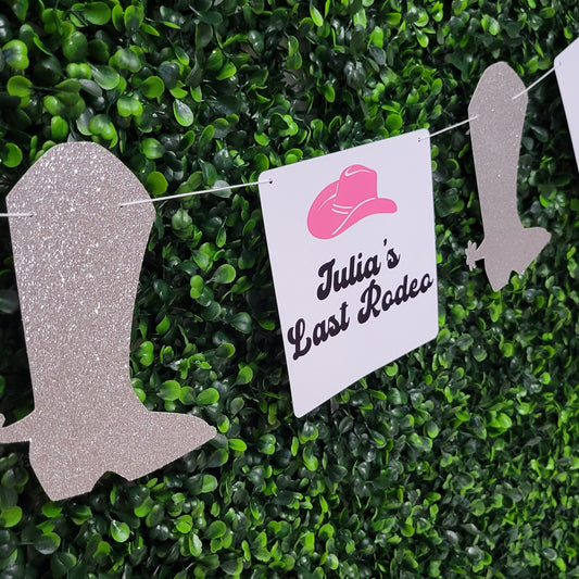 Personalized Last Rodeo Banner, Boot Banner, Bachelorette Cowgirl Banner, Nash Bash Banner, Nashville Bachelorette, Bride's Last Ride