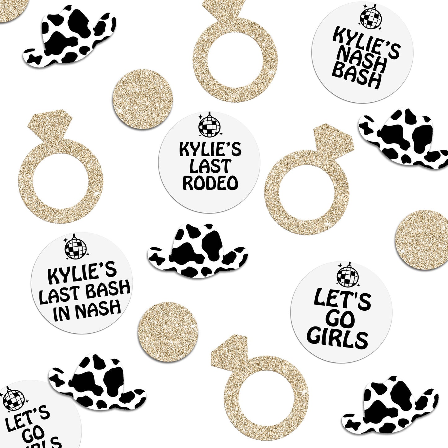 Personalized Last Disco Cowgirl Confetti, Lets Go Girls Bachelorette Party Favors