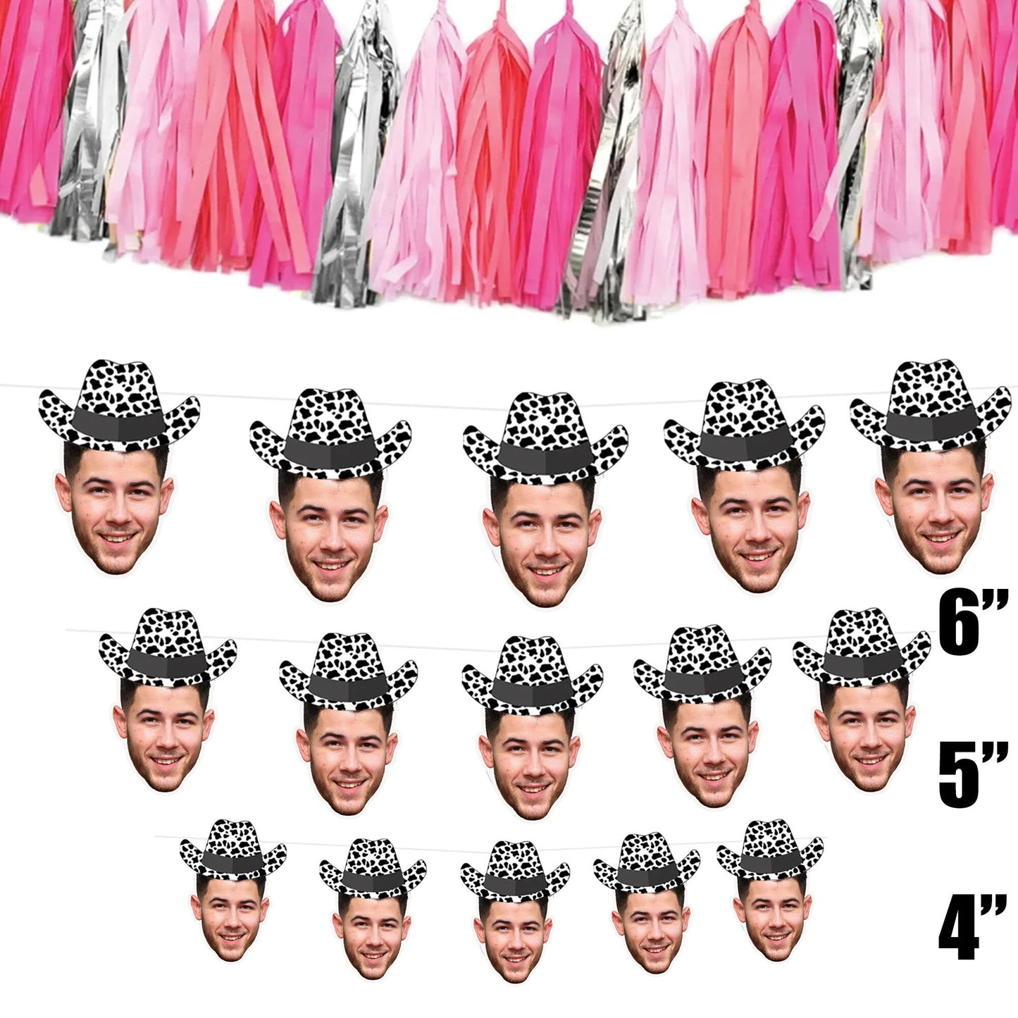 Groom Head Cow Print Cowboy Hat Banner, Groom Face Bachelorette Party Banner, Last Ride Disco Cow Girl Decorations