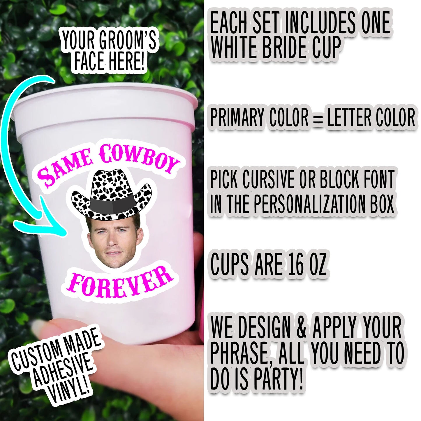 Custom Cowboy Bachelorette Party Cups, Custom Disco Cowgirl Bachelorette Party Favors, Same Cowboy Forever, Nashville Bachelorette Party