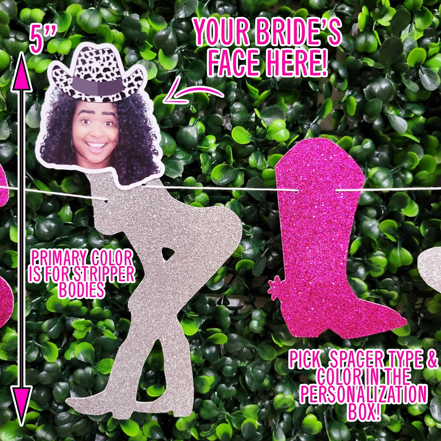 Bride Head Cowgirl Banner with Cowprint Cowboy Hat, Last Rodeo Bachelorette Party Penis Banner, Cowboy Twerk Bachelorette Banner