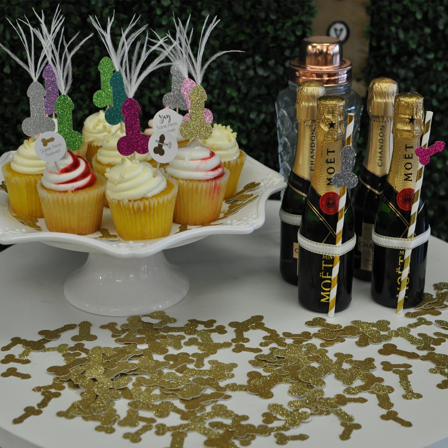 Penis Cupcake Toppers with Feathers