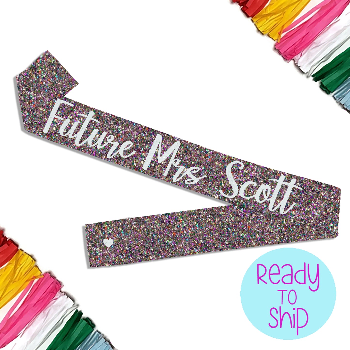 Personalized Future Mrs Sash in Sequins and Glitter