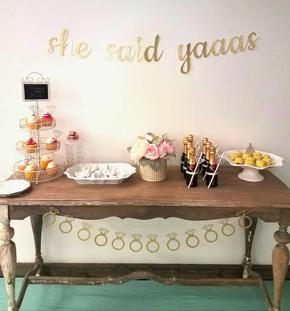 She Said Yaaaas (Yes) Bachelorette Hen Party Glitter Banner Garland - Bachelorette Party Decor, Custom Cursive Banner, Engagement Party
