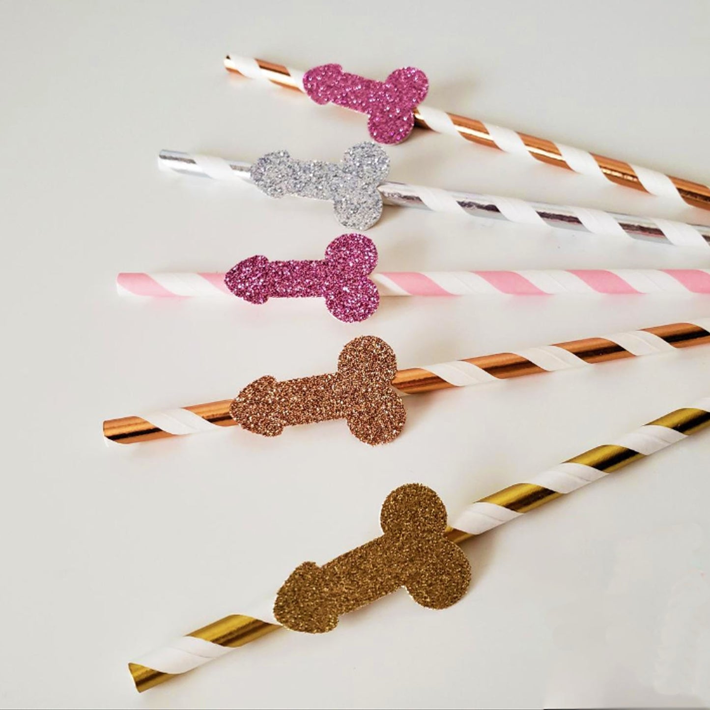Glitter Penis Straws, set of 10