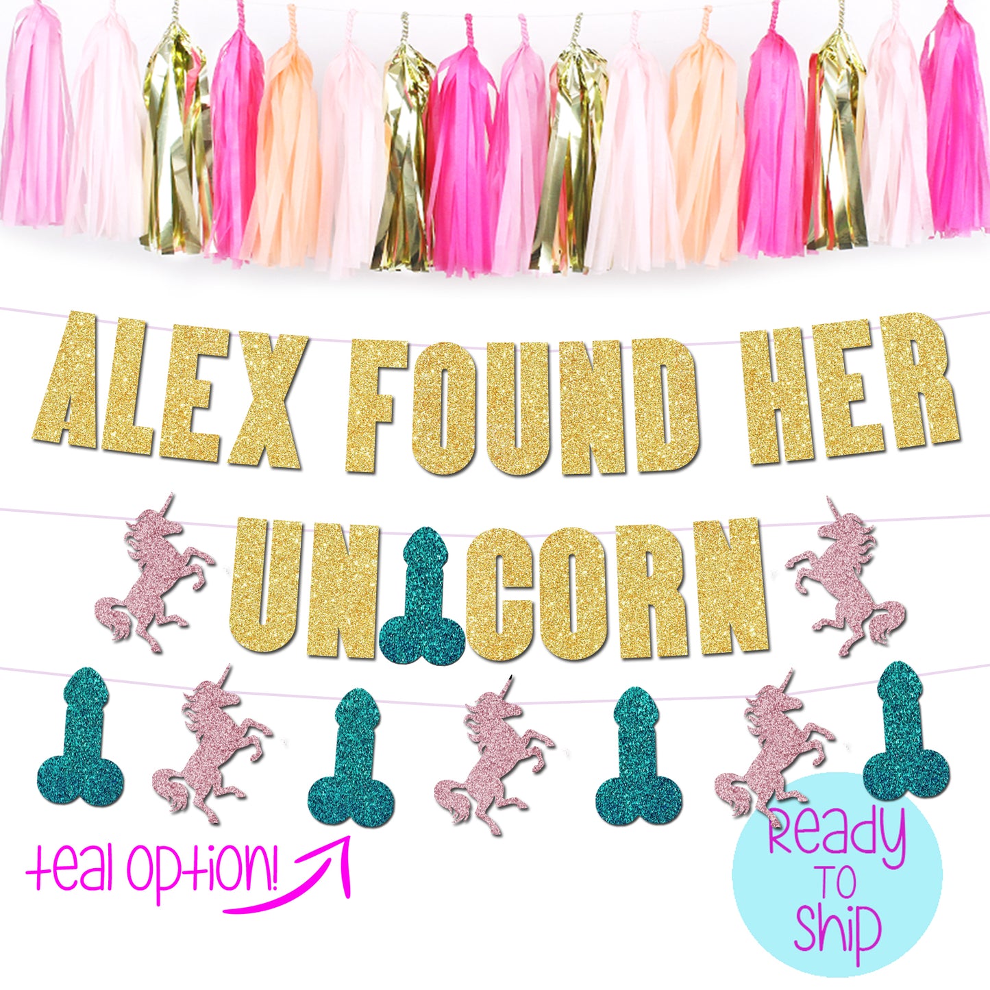 Personalized Unicorn Bachelorette Penis Banner