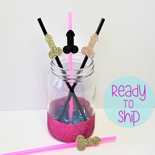 Bachelorette Party Glitter Penis Straws, set of 10