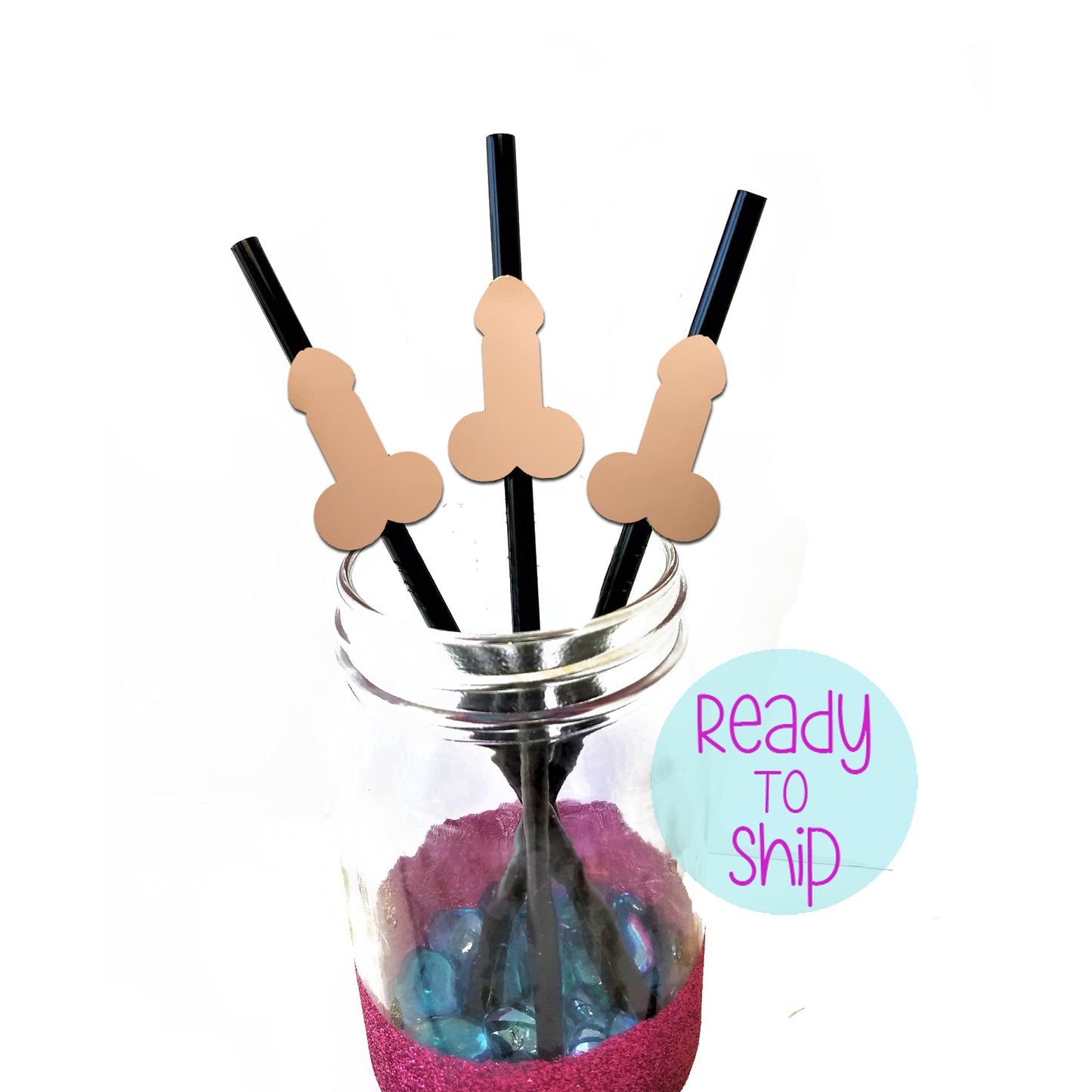 Bachelorette Party Glitter Penis Straws, set of 10