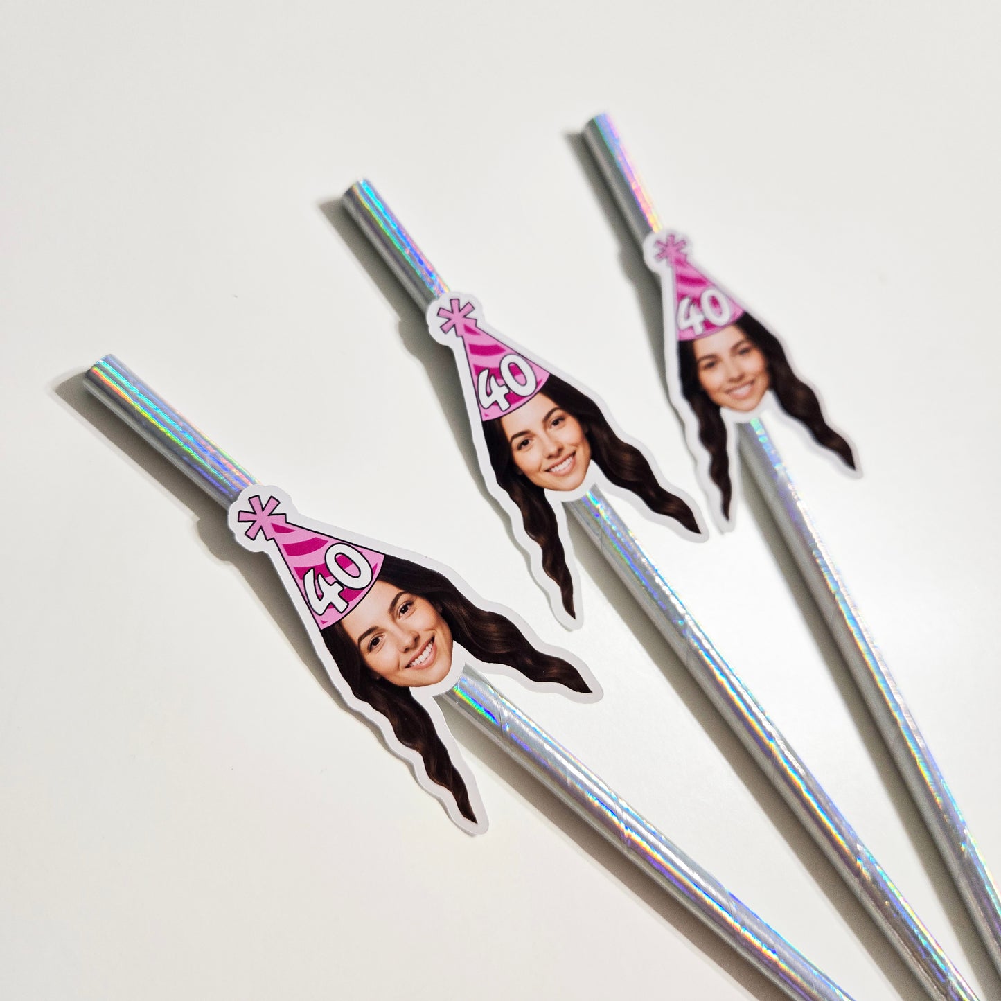 Women's Birthday Face Straws, set of 10