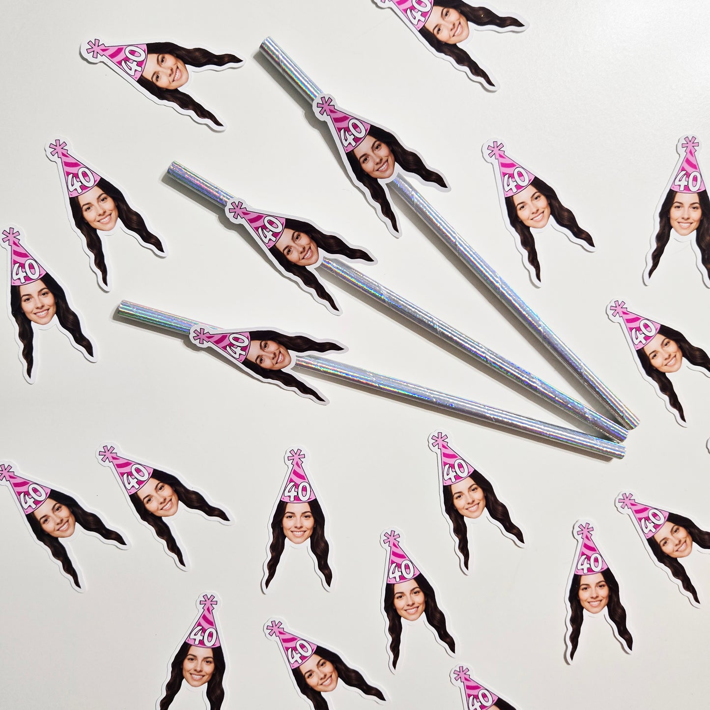 Women's Birthday Face Straws, set of 10