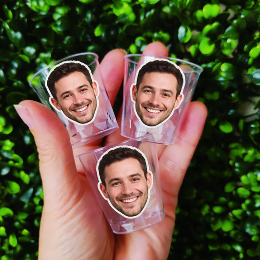 Groom Face Plastic Shot Glasses, Bachelorette Party Groom Face Decorations, Groom Face Party Favors