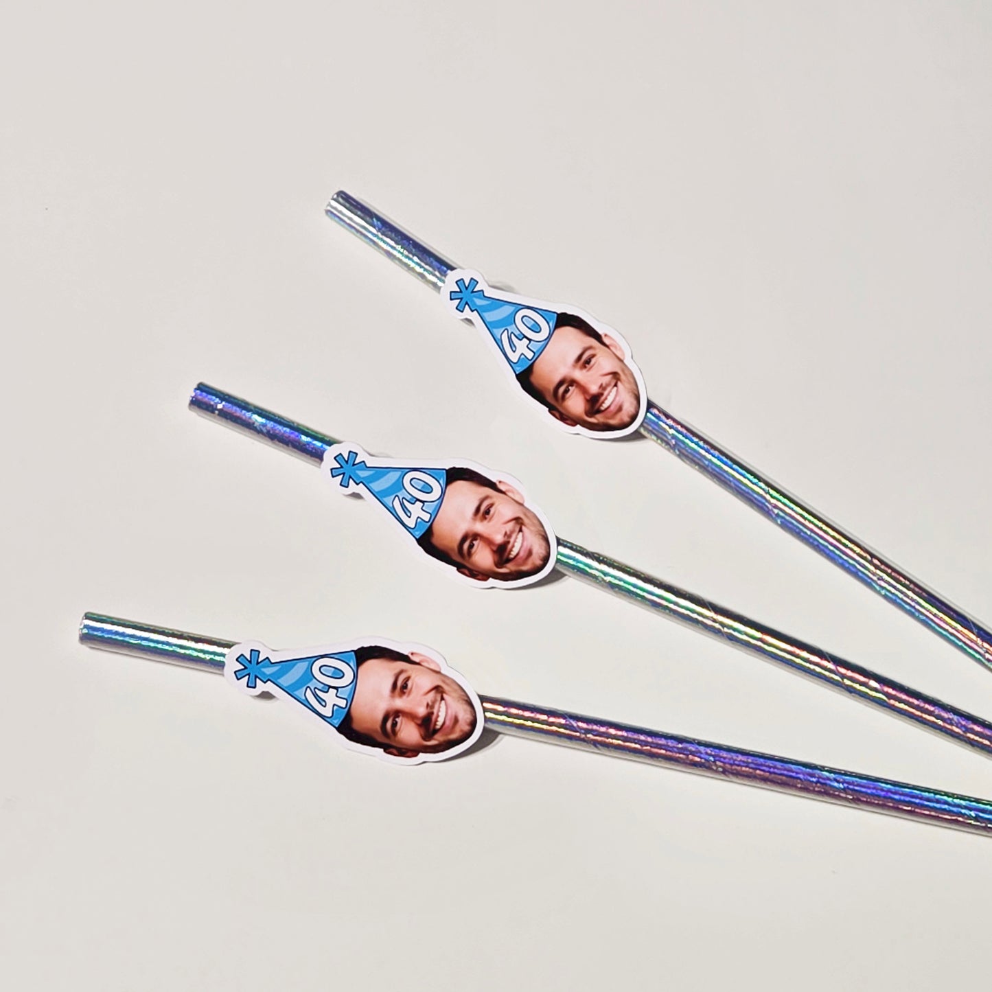 Men's Birthday Face Straws, set of 10