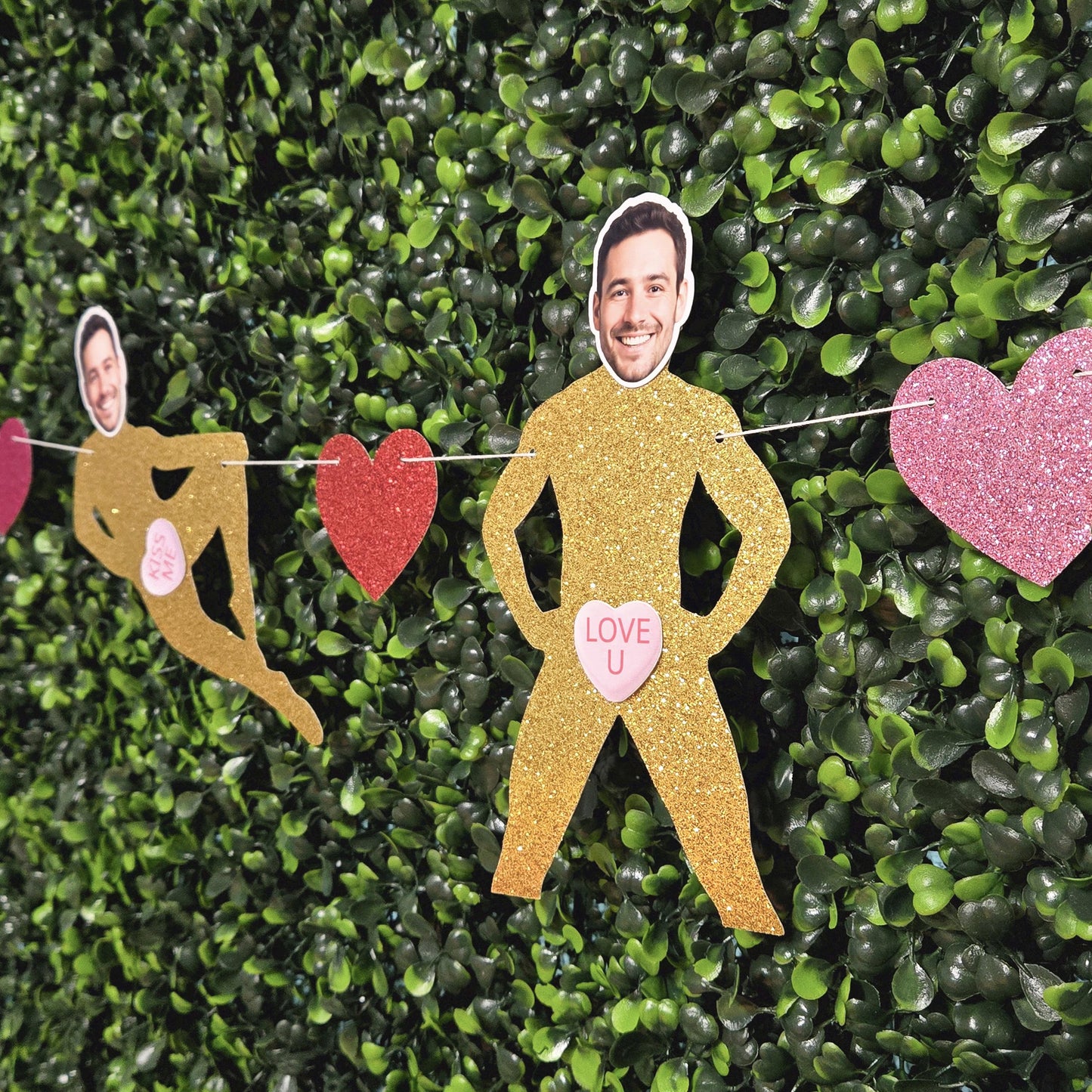 Custom Groom Face Dancer Banner – Candy Heart Valentine’s Bachelorette Decor