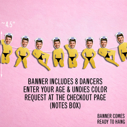 Men's Birthday Face Banner with Boat Captain Hat