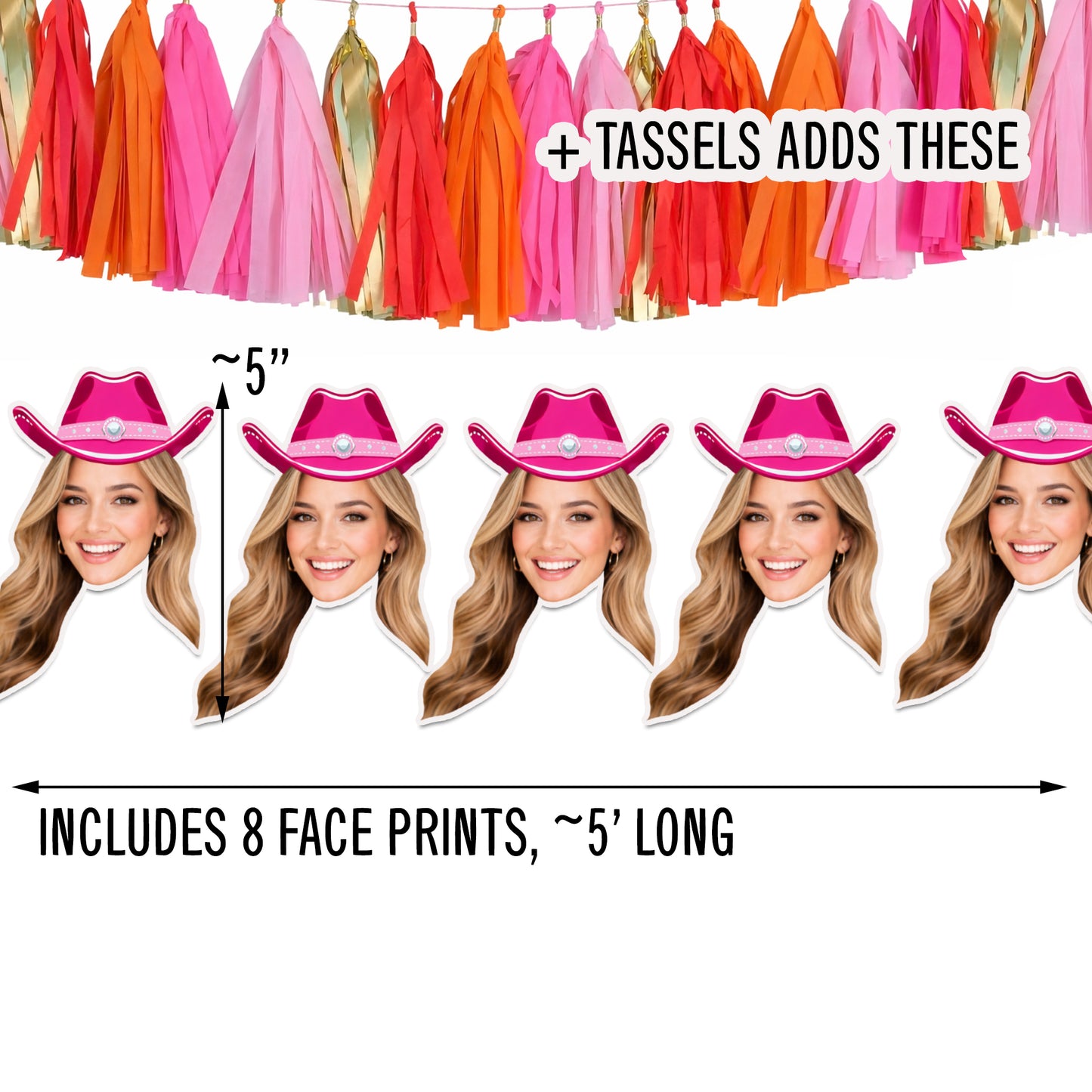 Custom Pink Cowboy Hat Face Banner