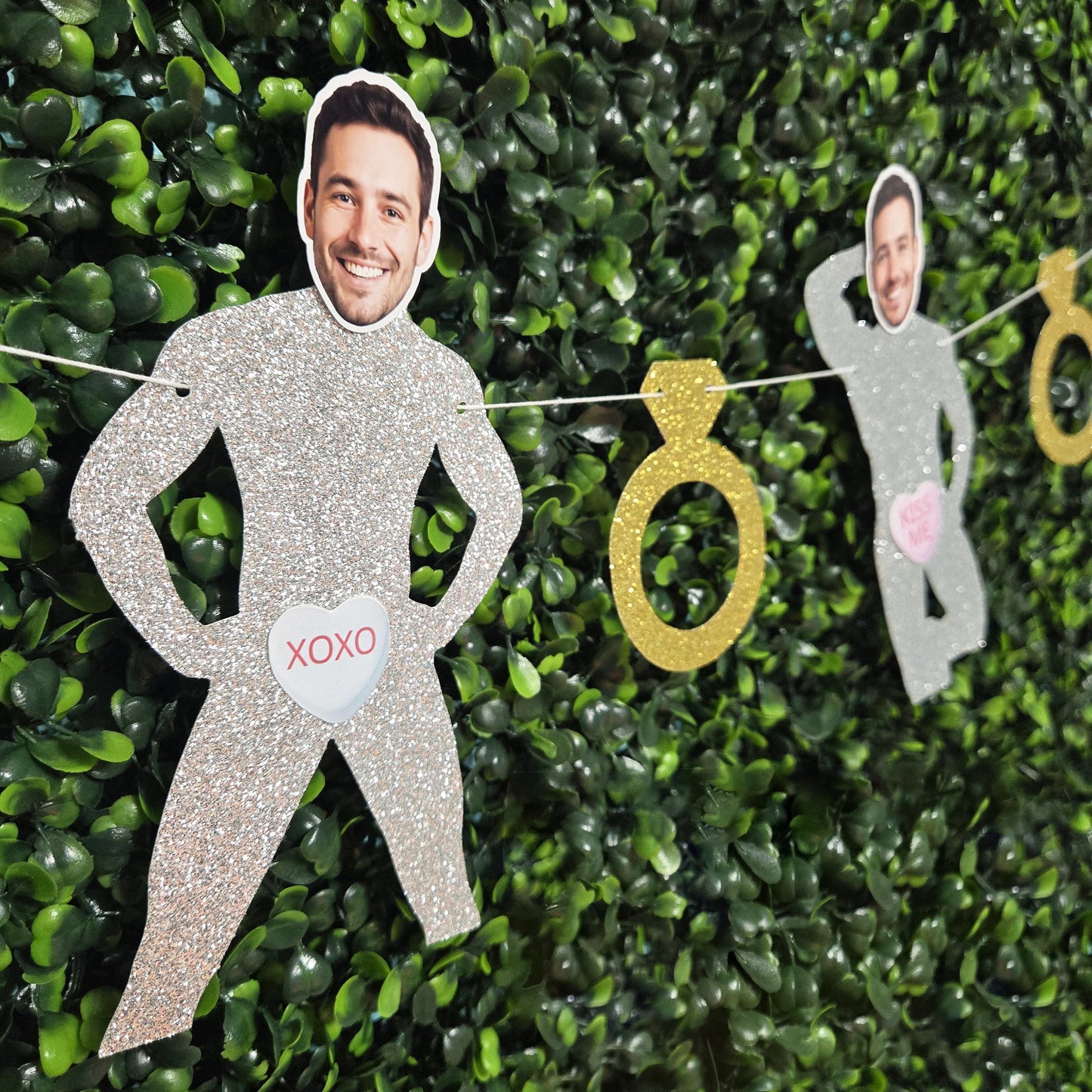 Custom Groom Face Dancer Banner – Candy Heart Valentine’s Bachelorette Decor