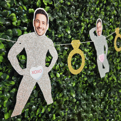 Custom Groom Face Dancer Banner – Candy Heart Valentine’s Bachelorette Decor
