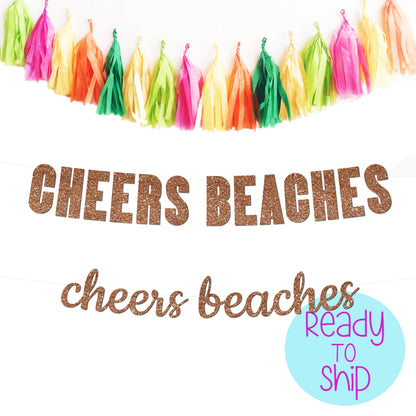 Cheers Beaches Glitter Party Banner, Beach Bachelorette Party, Beachelorette Party Banner