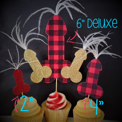 Flannel Fling Penis Cupcake Toppers / Penis Cake Topper