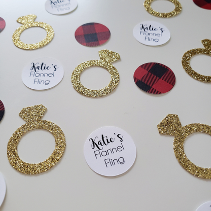 Personalized Flannel Fling Confetti with Rings and Buffalo Plaid Circles