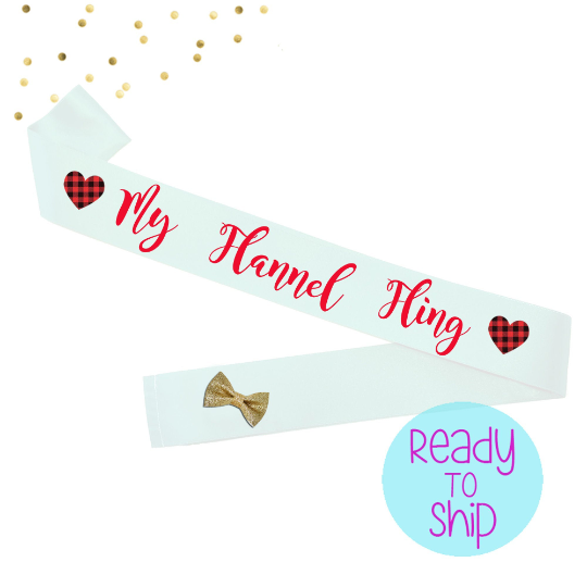 Flannel Fling Bride to Be Sash with Flannel Hearts
