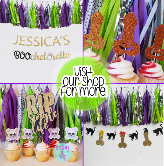 Halloween Bachelorette Party Witch Penis Cupcake Toppers