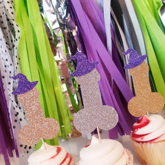 Halloween Bachelorette Party Witch Penis Cupcake Toppers