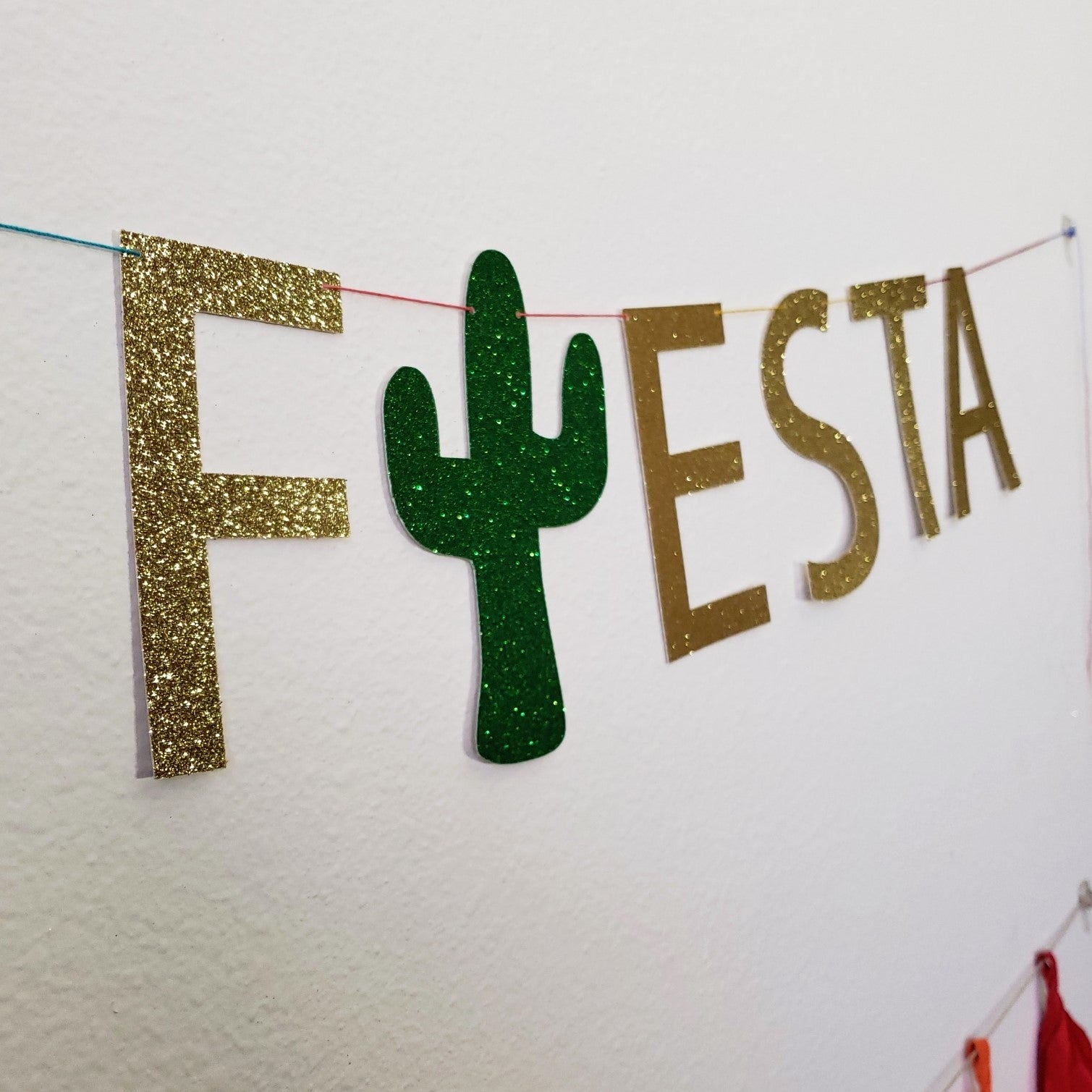 close up of glitter cactus used in the final fiesta banner