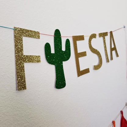 close up of glitter cactus used in the final fiesta banner