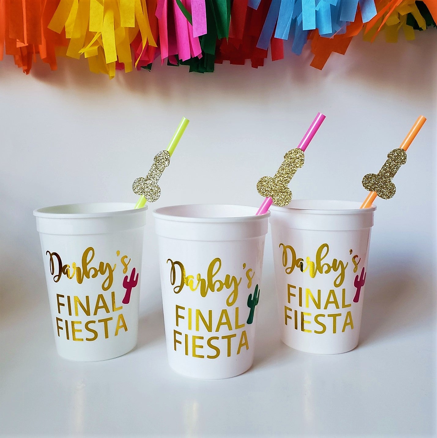 Final Fiesta Bachelorette Party Custom Cups Set