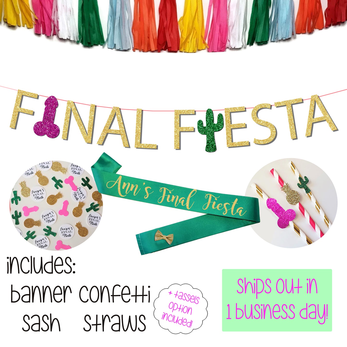 Final Fiesta Bachelorette Party Penis Banner Package