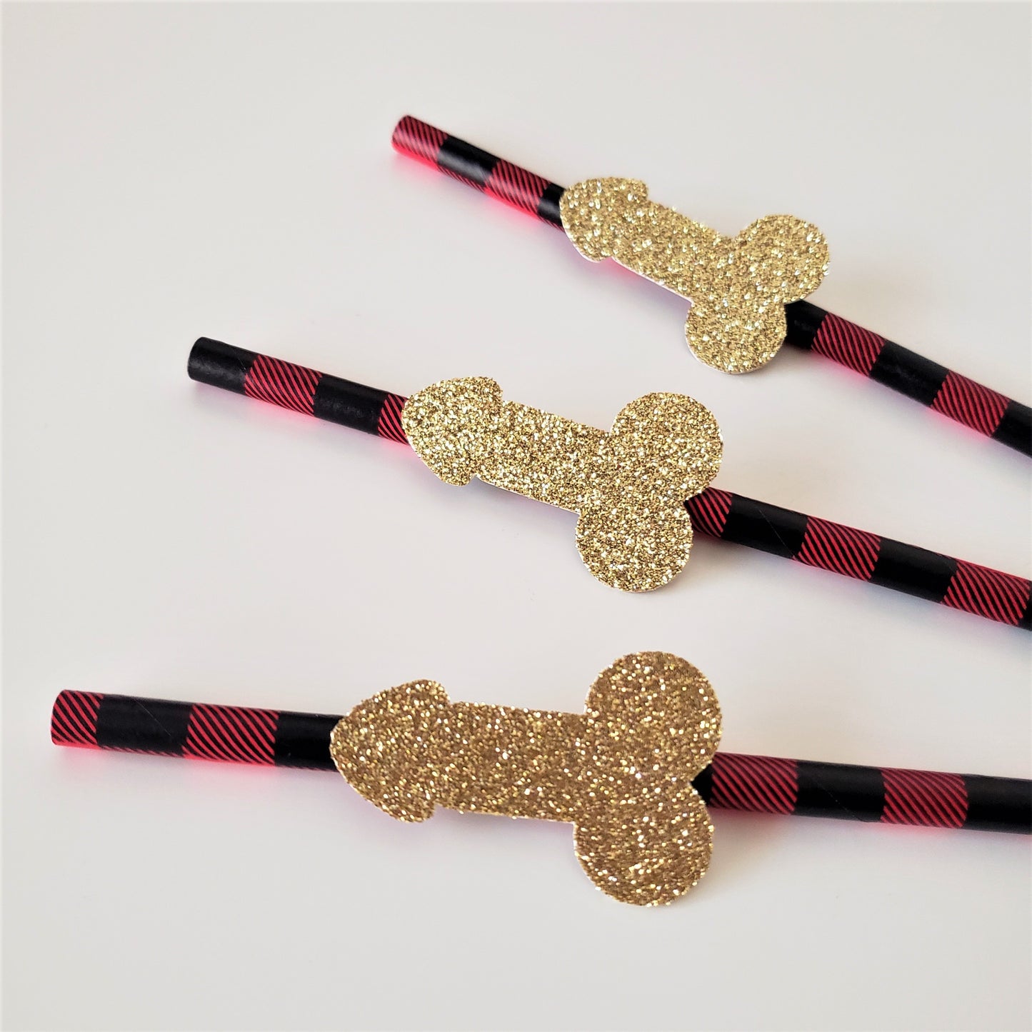 gold glitter flannel penis straws