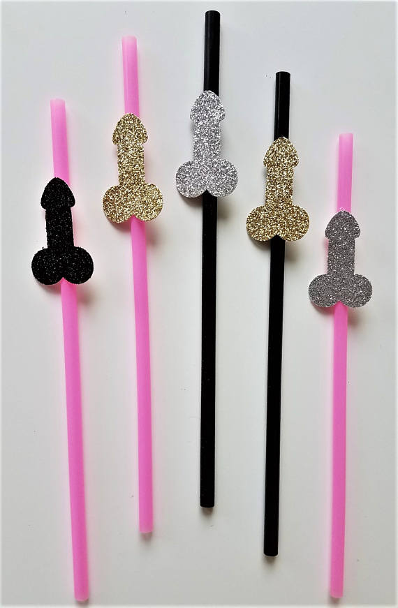 Bachelorette Party Rainbow Glitter Penis Straws, set of 10 – Earle's Folly