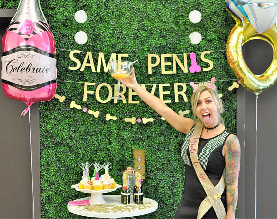 Penis Party Garland Banner, 5'- Bachelorette Party & Hen Party Garland- Bachelorette Party Decor, Same Penis Forever, Last Fling Before Ring