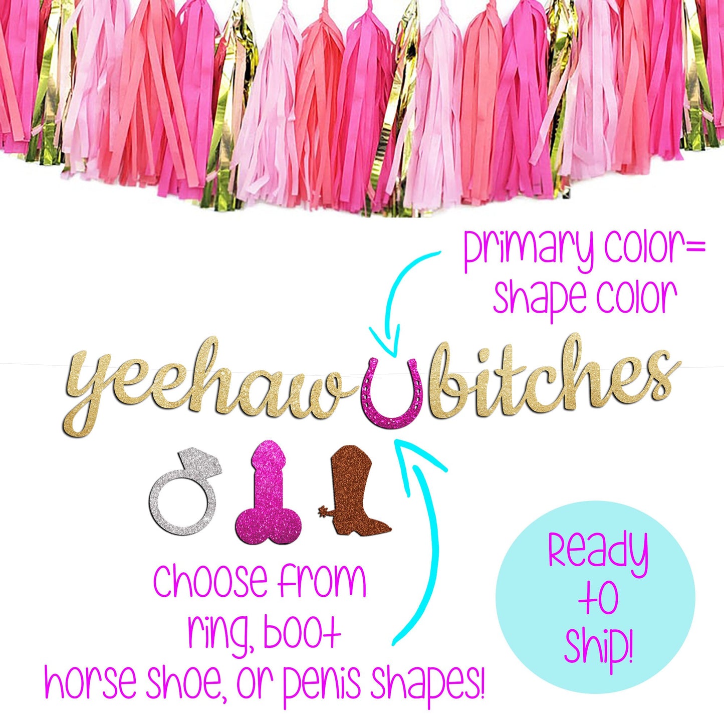 Yeehaw Bitches Banner, Bachelorette Party Boot Banner, Cowgirl Bachelorette Banner, Bachelorette Boot Confetti, Last Ride Bachelorette