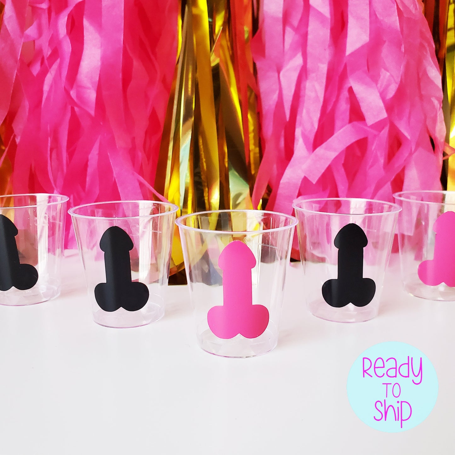 Tie Dye Plastic Bachelorette Party Penis Shot Glasses, Plastic Penis Shot Glasses, Bachelorette Party Penis Favors